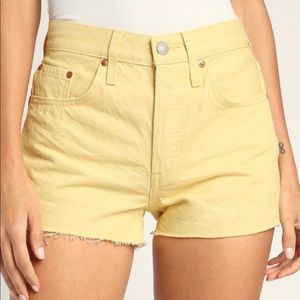 Levi’s 501 High Rise Yellow denim shorts